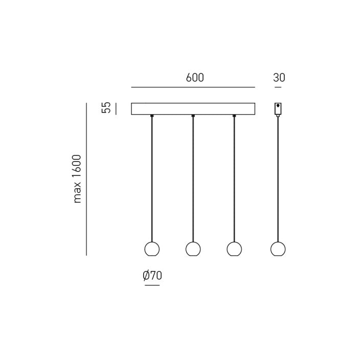 LAMPADA A SOSPENSIONE A LED TRIPLA GUYA S3